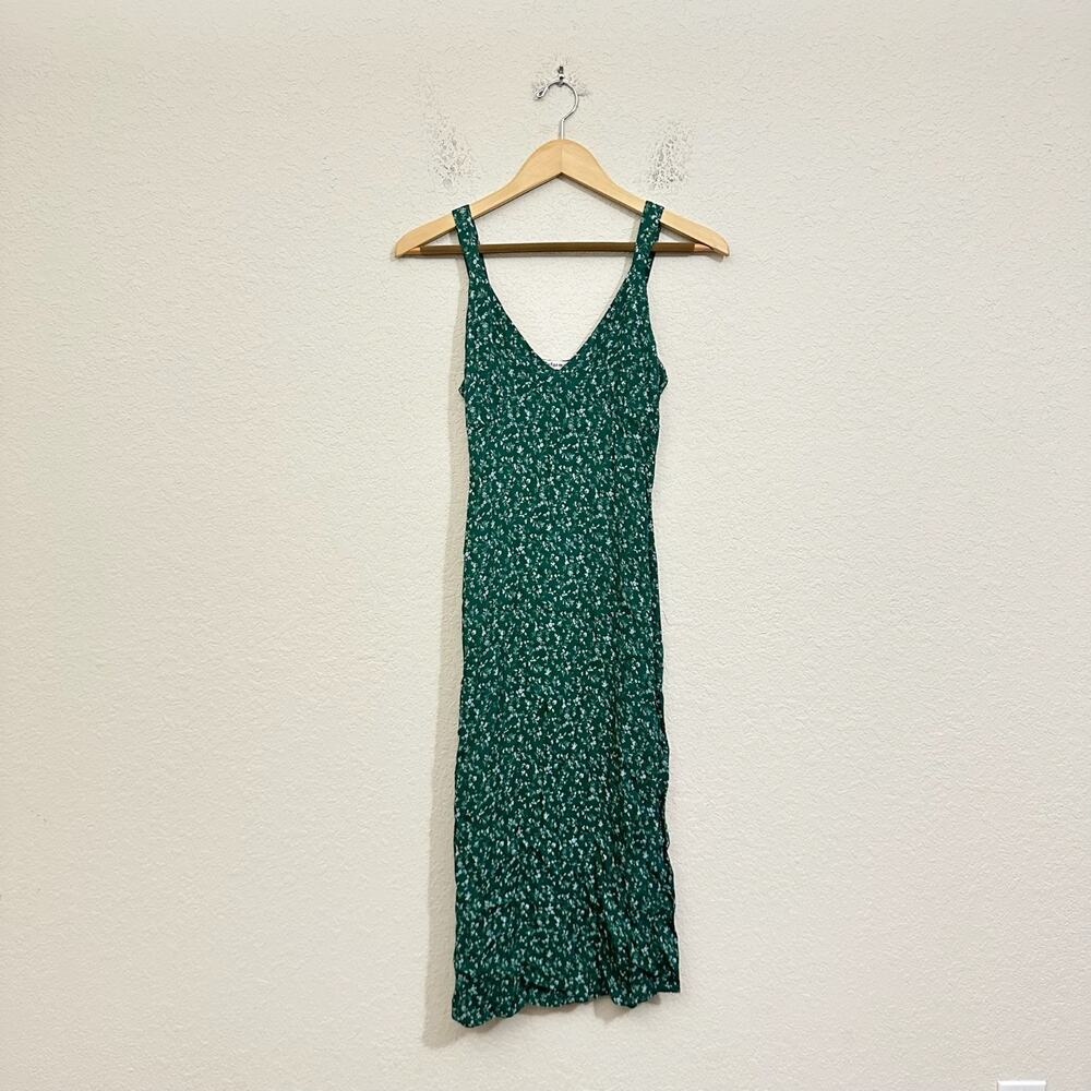 REFORMATION Lynda Dress Green Ditsy Floral Sleeveless Side Slit Boho
